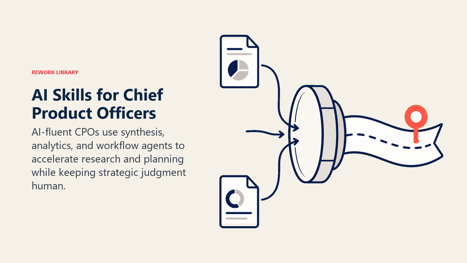 AI skills for Chief Product Officers shown as a synthesis lens turning research into a product roadmap decision