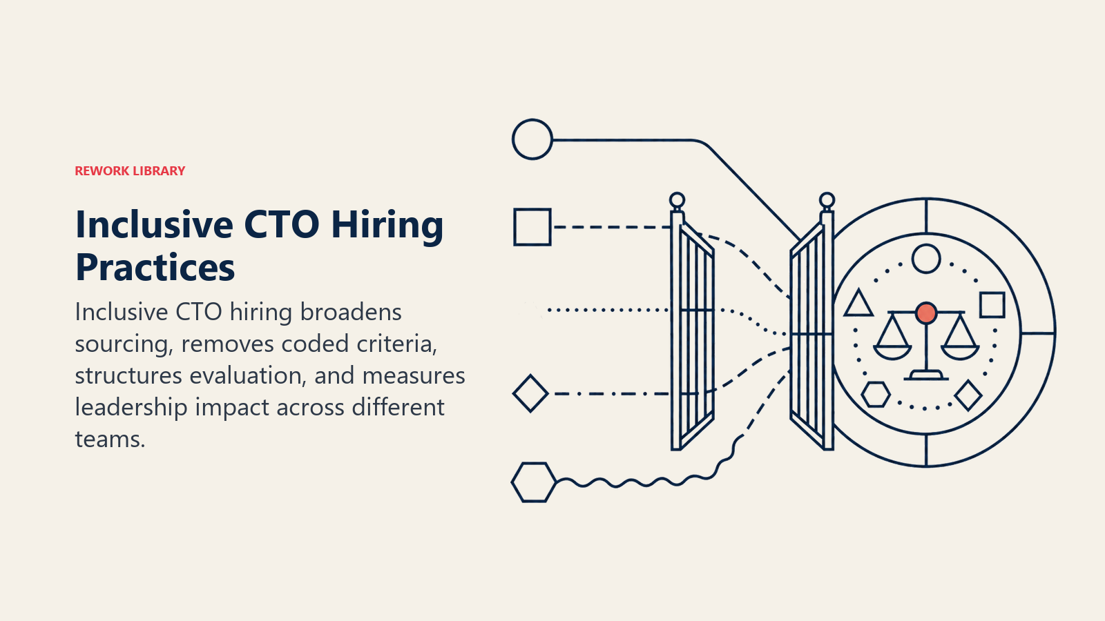 Inclusive CTO Hiring Practices illustrated with open hiring gate