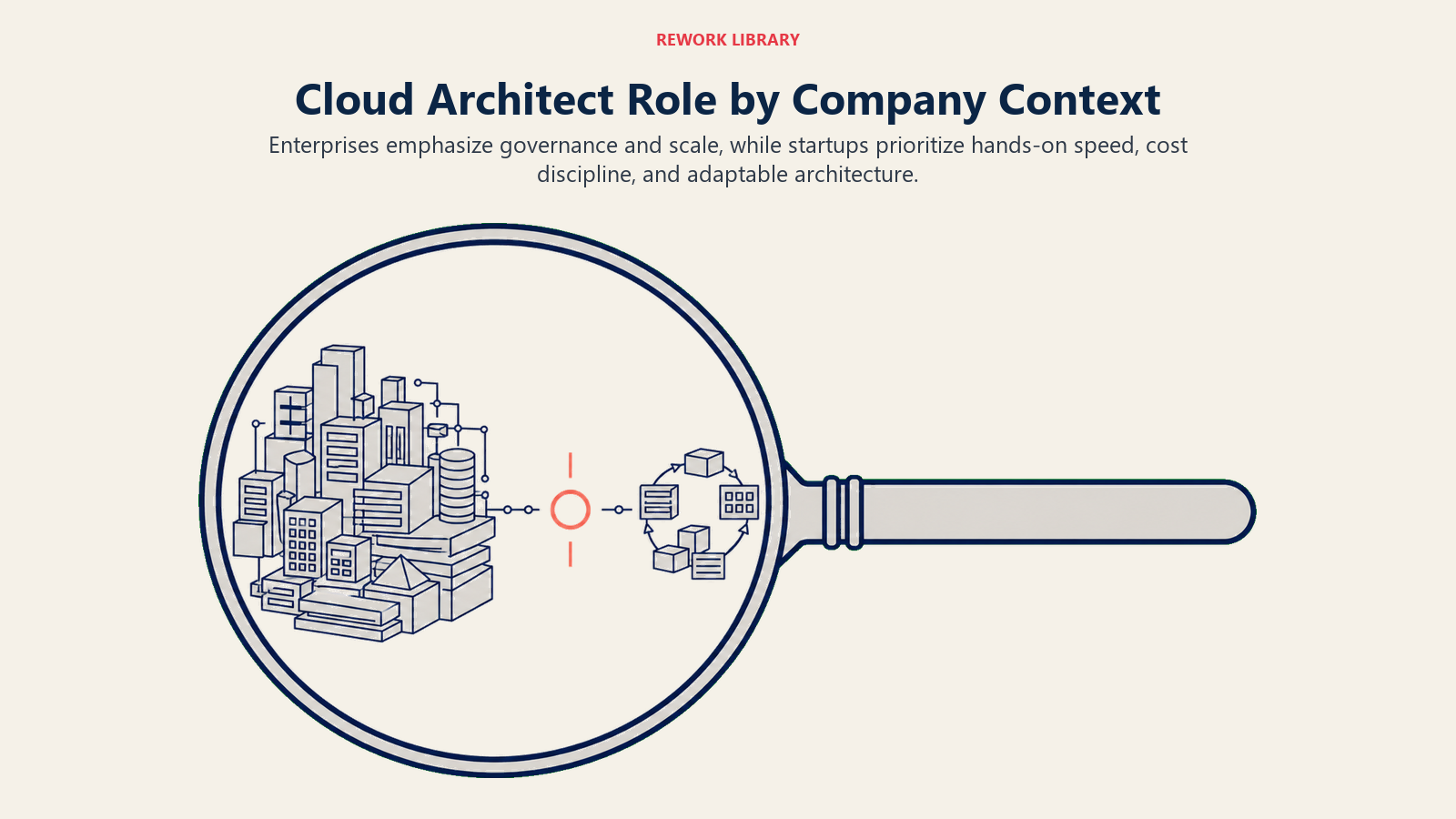 Cloud Architect Role by Company Context illustrated as split-scale context lens