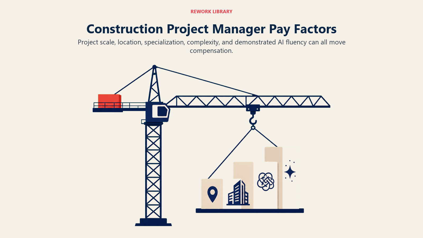 Construction Project Manager pay factors including project scale, location, specialization, complexity, and AI fluency