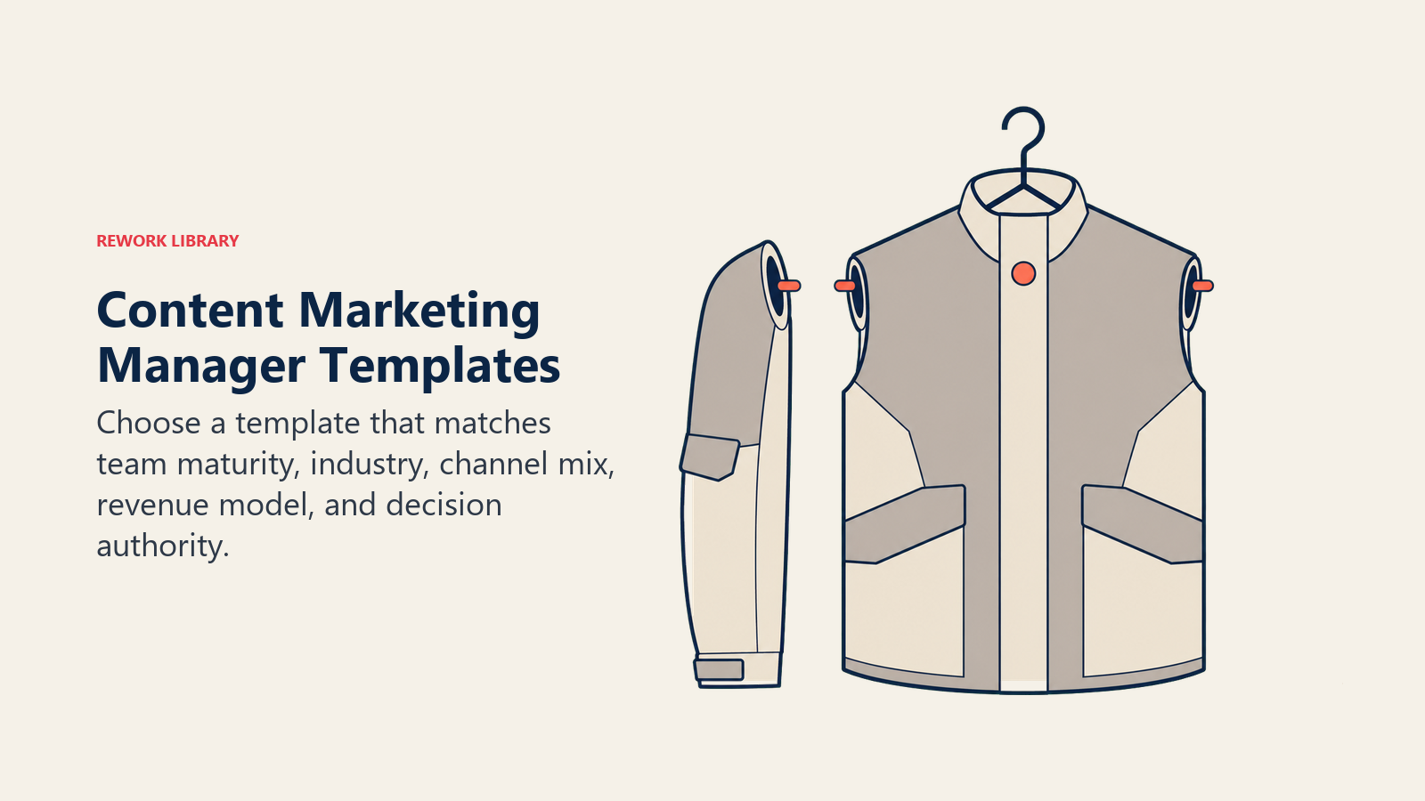 Content Marketing Manager templates represented by a modular role jacket tailored to company context