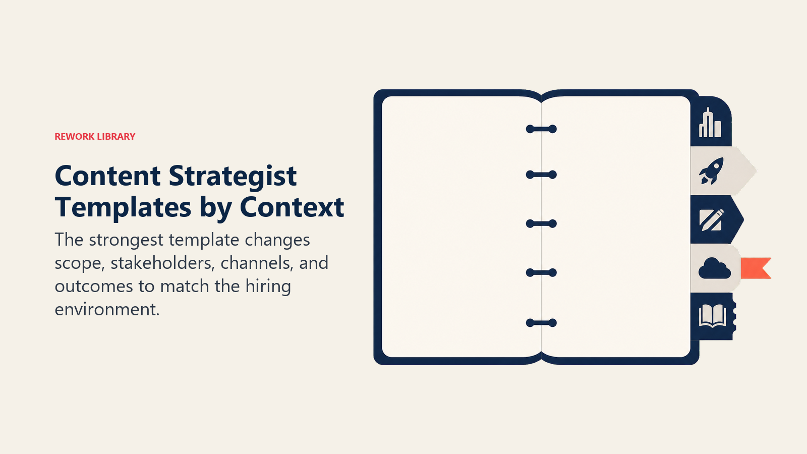 Content Strategist templates by context represented by a five-tab role pattern book