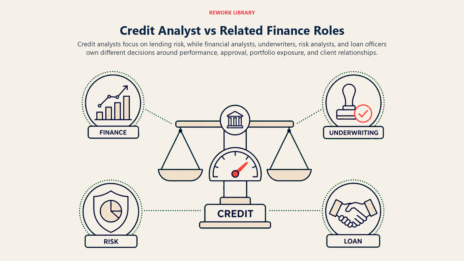 Credit Analyst vs Related Finance Roles illustrated with finance role comparison