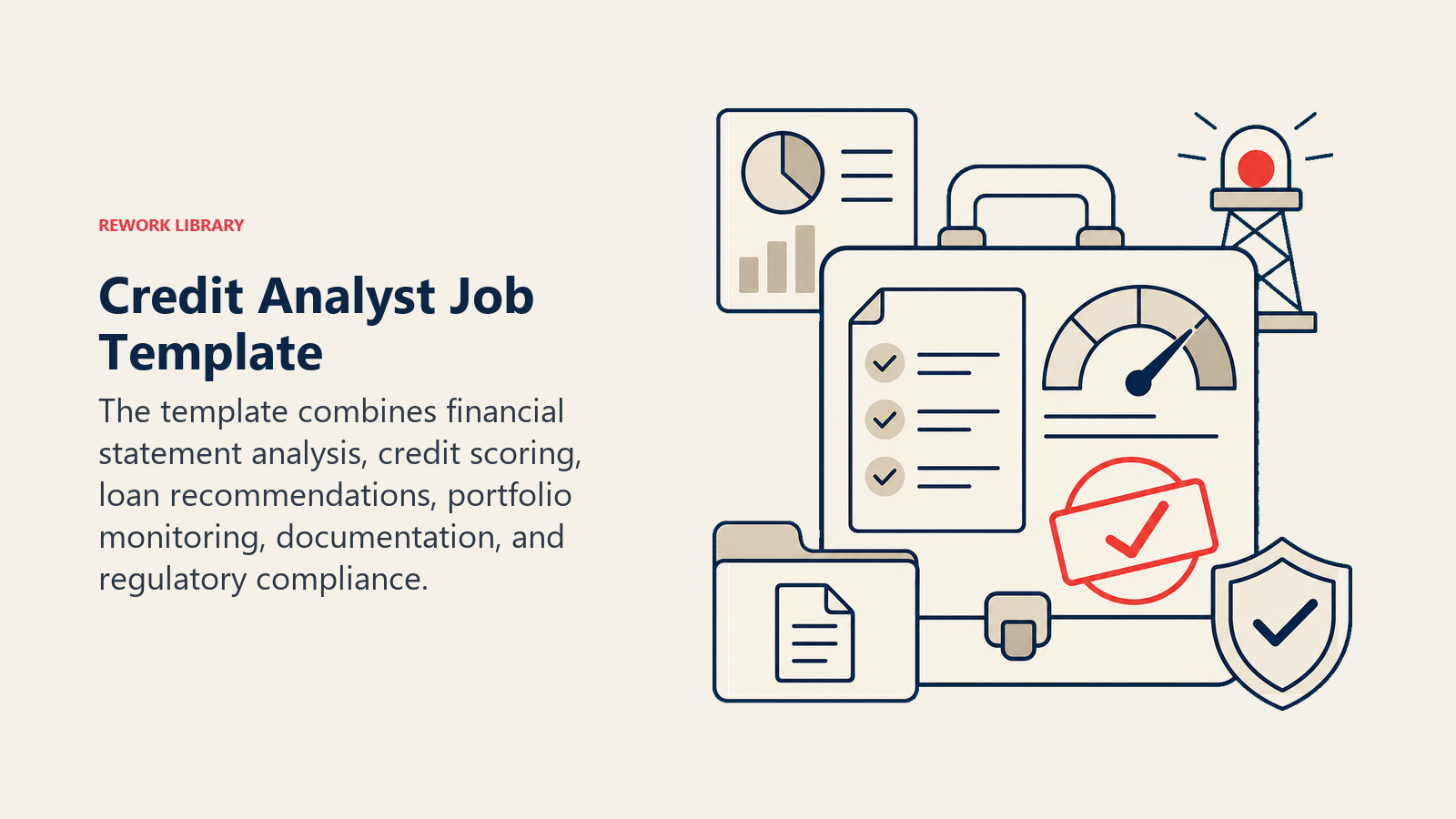 Credit Analyst Job Template illustrated with underwriting case