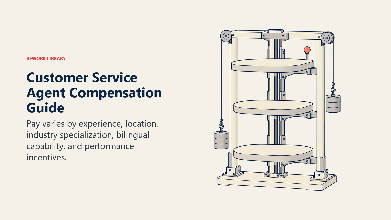 Customer service agent compensation guide illustrated by pay tiers influenced by experience and market premiums