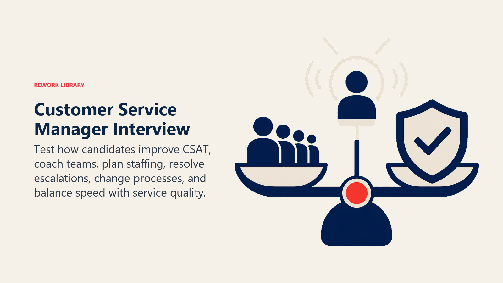 Customer service manager interview illustrated by a balance between response speed, service quality, and team coaching