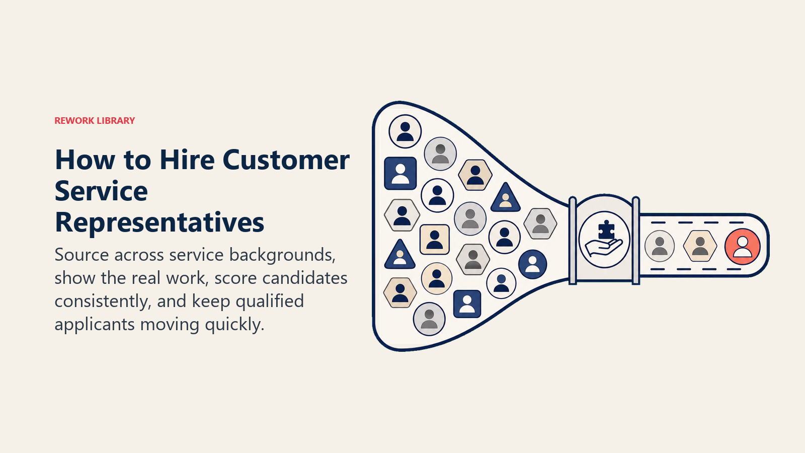 How to hire Customer Service Representatives using targeted sourcing, work samples, scorecards, and fast follow-up