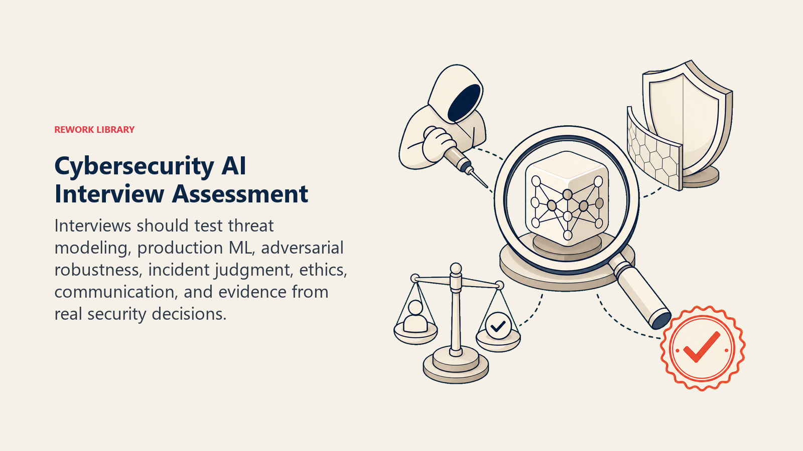 Cybersecurity AI Interview Assessment illustrated with AI security assessment range