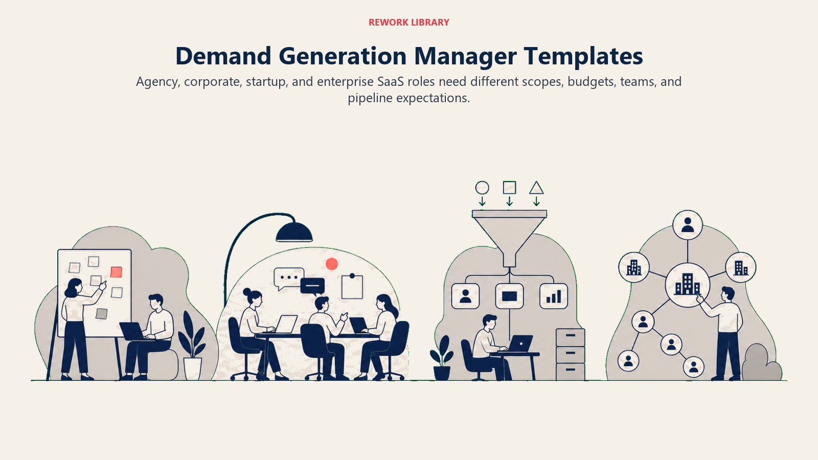 Demand Generation Manager Templates illustrated with a Rework editorial demand generation manager context templates visual.