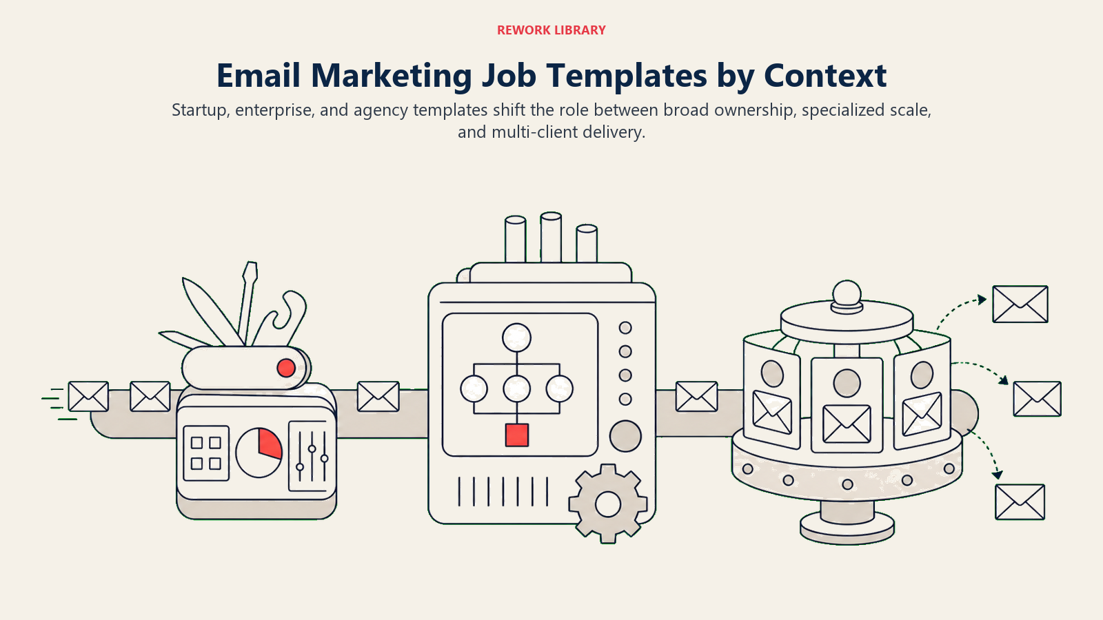 Email marketing specialist templates compared across startup enterprise and agency contexts