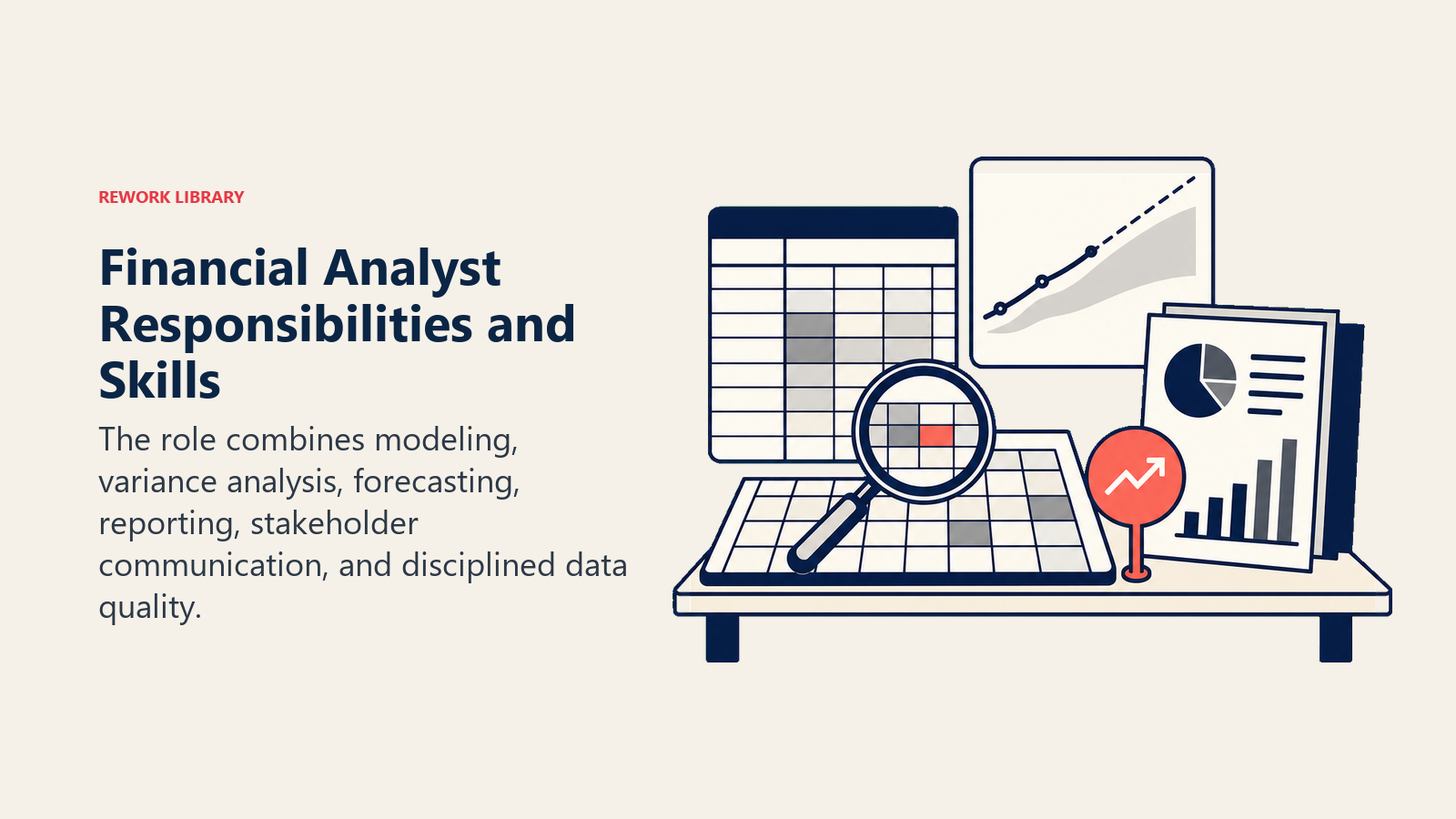 Financial Analyst Responsibilities and Skills illustrated with analyst model workbench