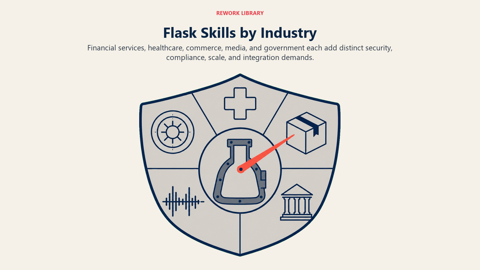 Flask Skills by Industry shown as five-sector compliance dial