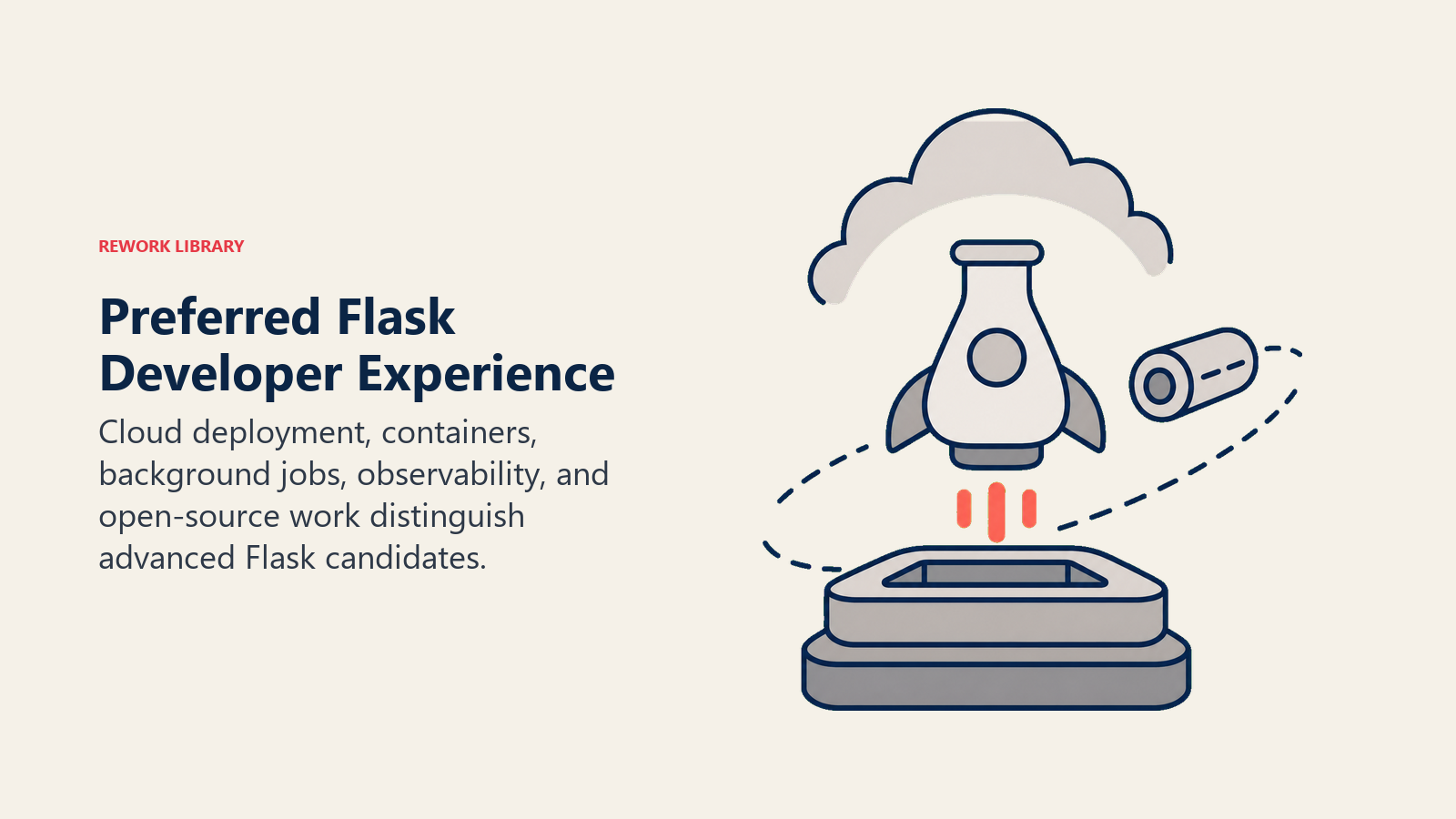 Preferred Flask Developer Experience shown as service vessel on layered launch platform