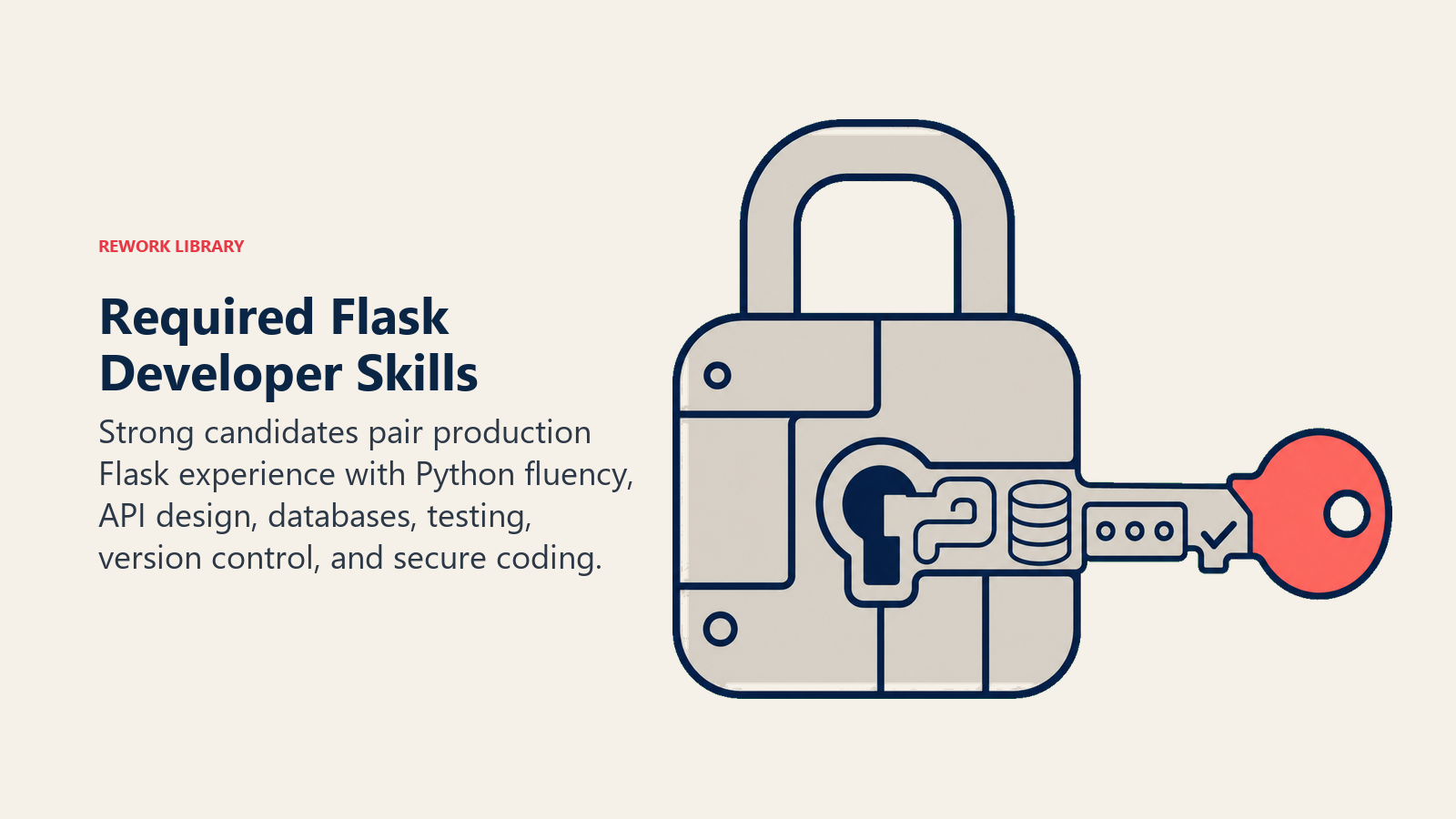 Required Flask Developer Skills shown as precision lock with fitted skill keys