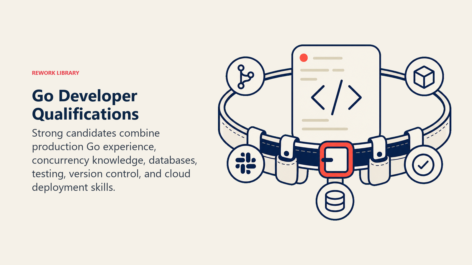 Go developer qualifications represented by a technical capability tool belt