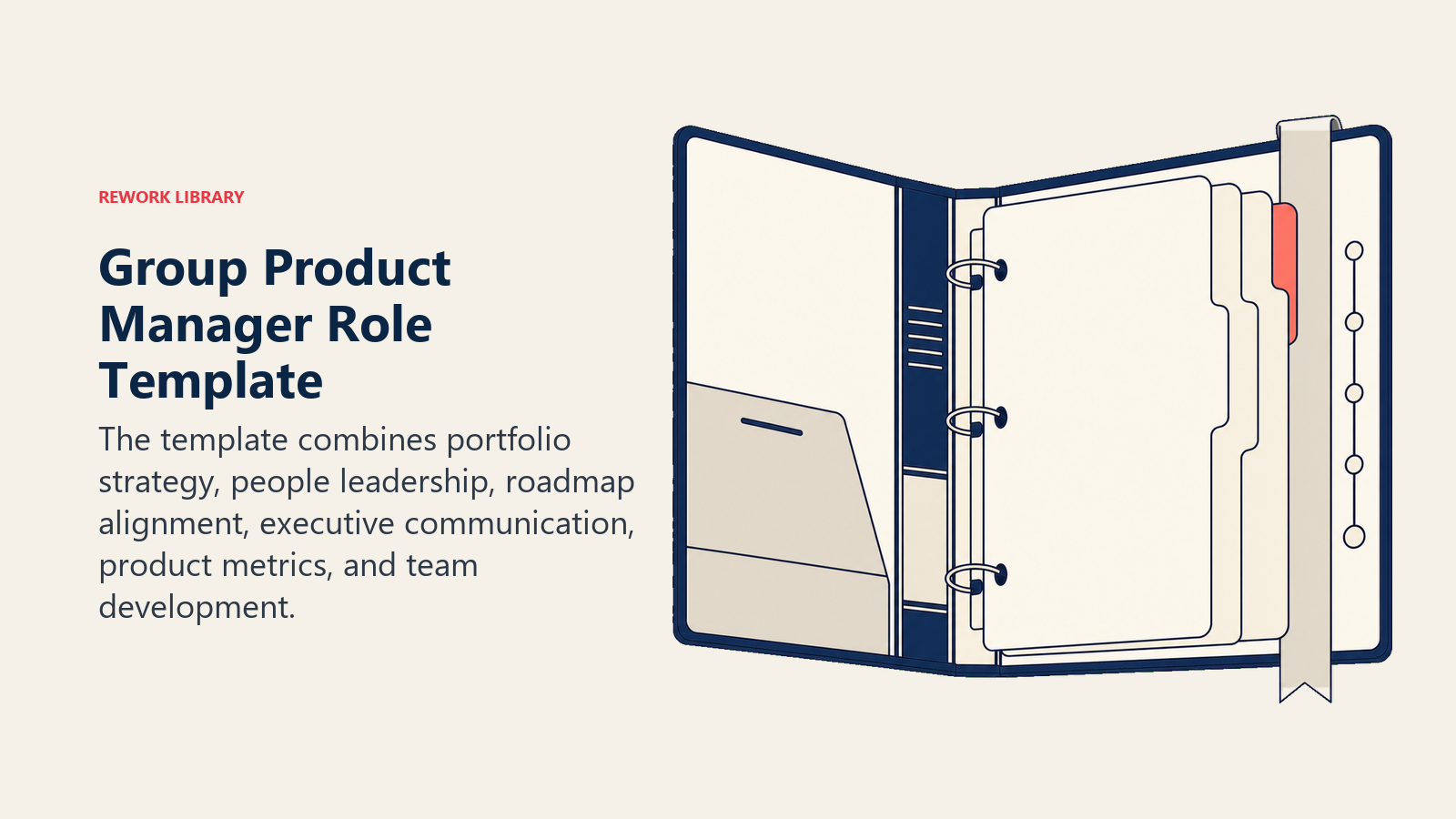 Group Product Manager role template organized as a product portfolio binder