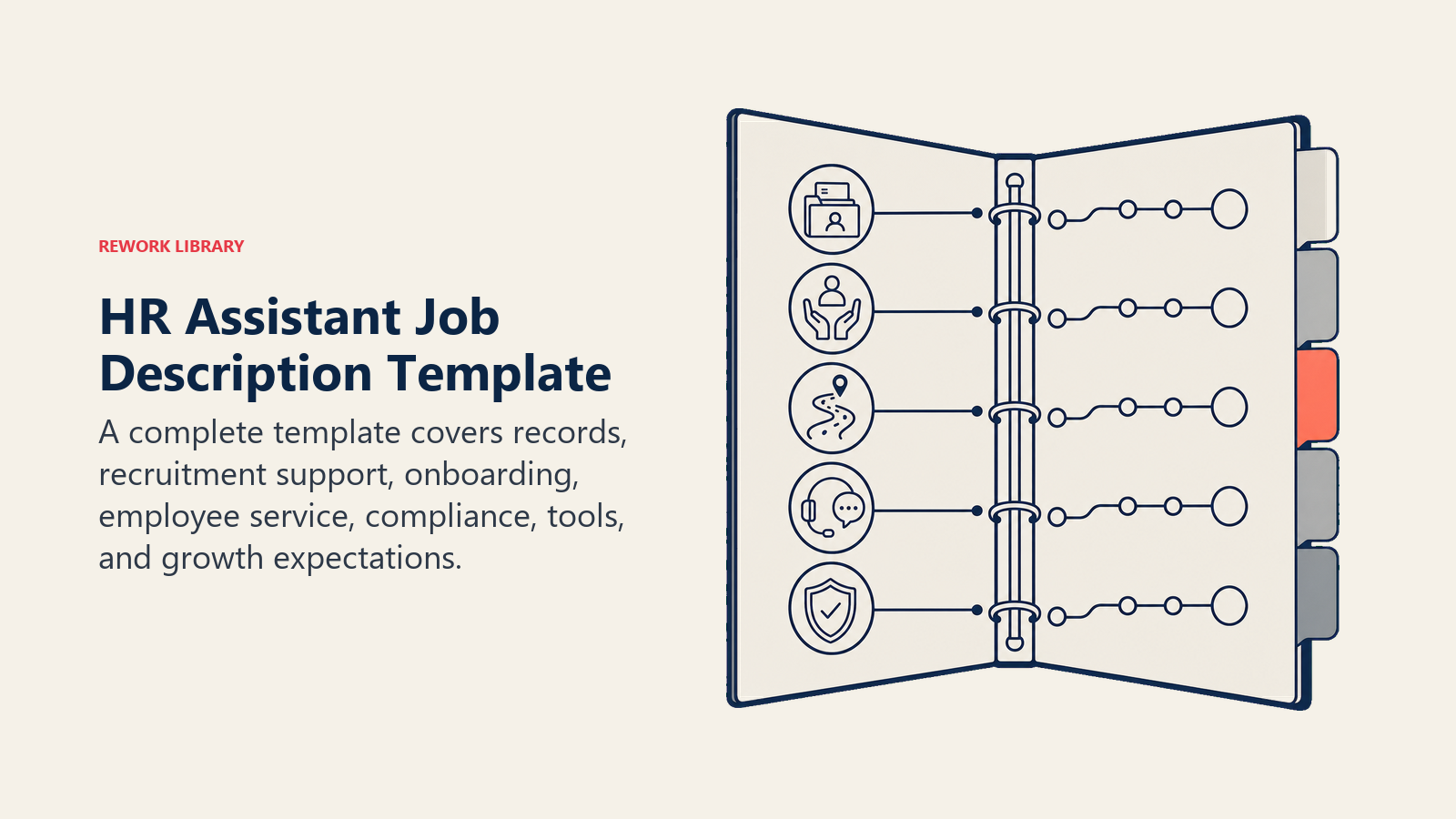 HR Assistant Job Description Template shown as tabbed HR role binder