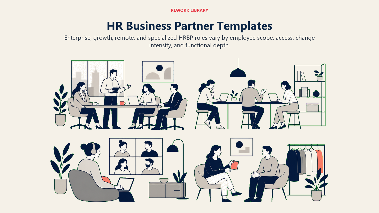 HR Business Partner Templates illustrated with a Rework editorial hr business partner templates visual.