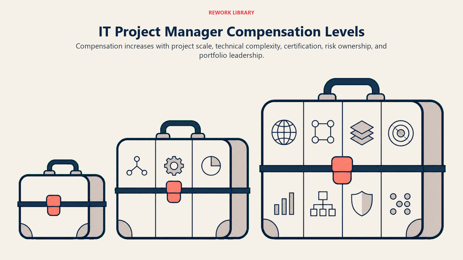 IT project manager compensation levels shown as growing project and portfolio responsibility