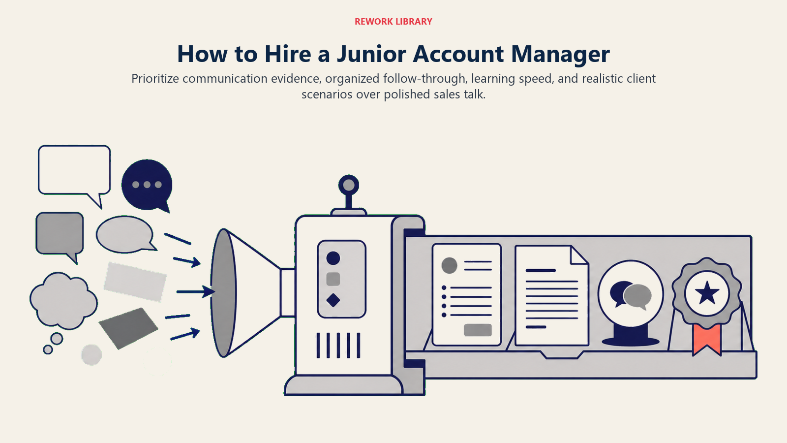 How to hire a junior account manager shown by sorting polished talk from communication evidence and reliable follow-through