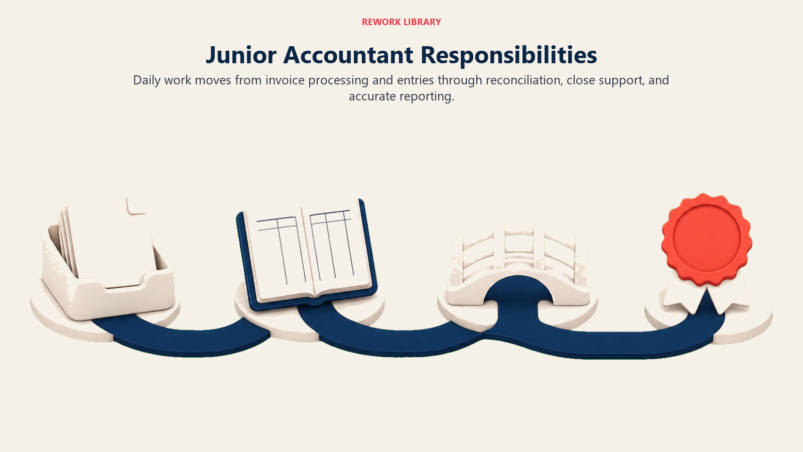 Junior Accountant Responsibilities illustrated with record-to-close route