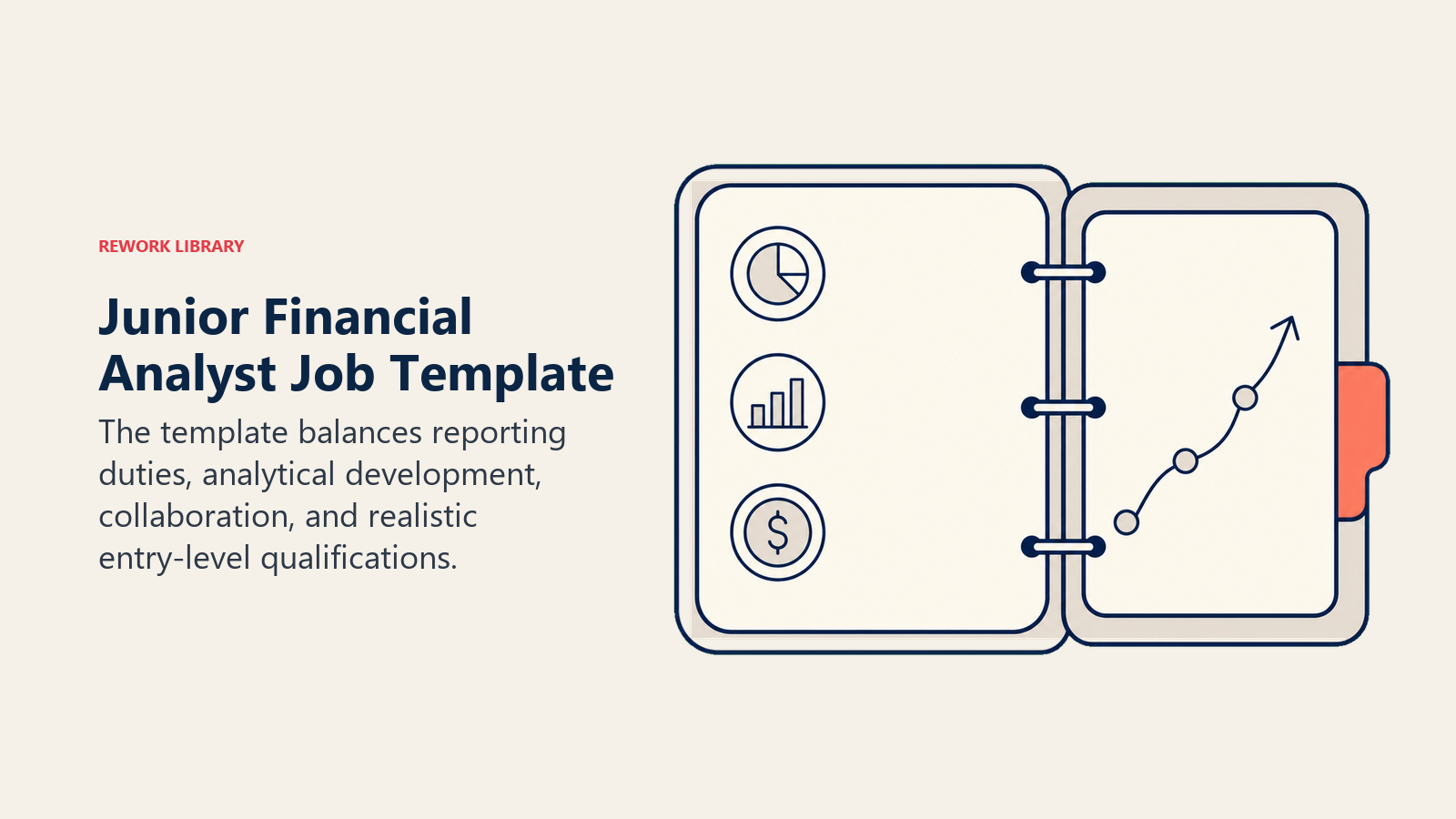 Junior Financial Analyst job template represented by a balanced hiring binder