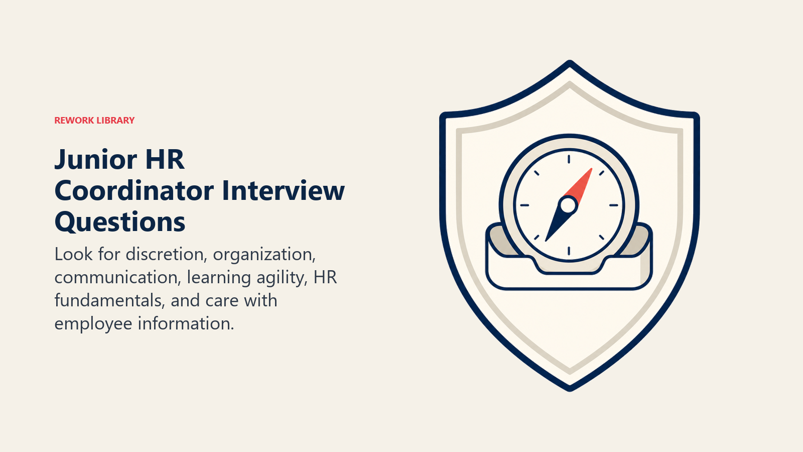 Junior HR Coordinator Interview Questions illustrated with protected learning compass