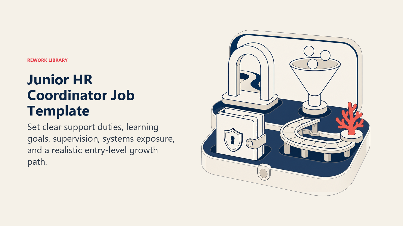 Junior HR Coordinator Job Template illustrated with entry-level role-building kit