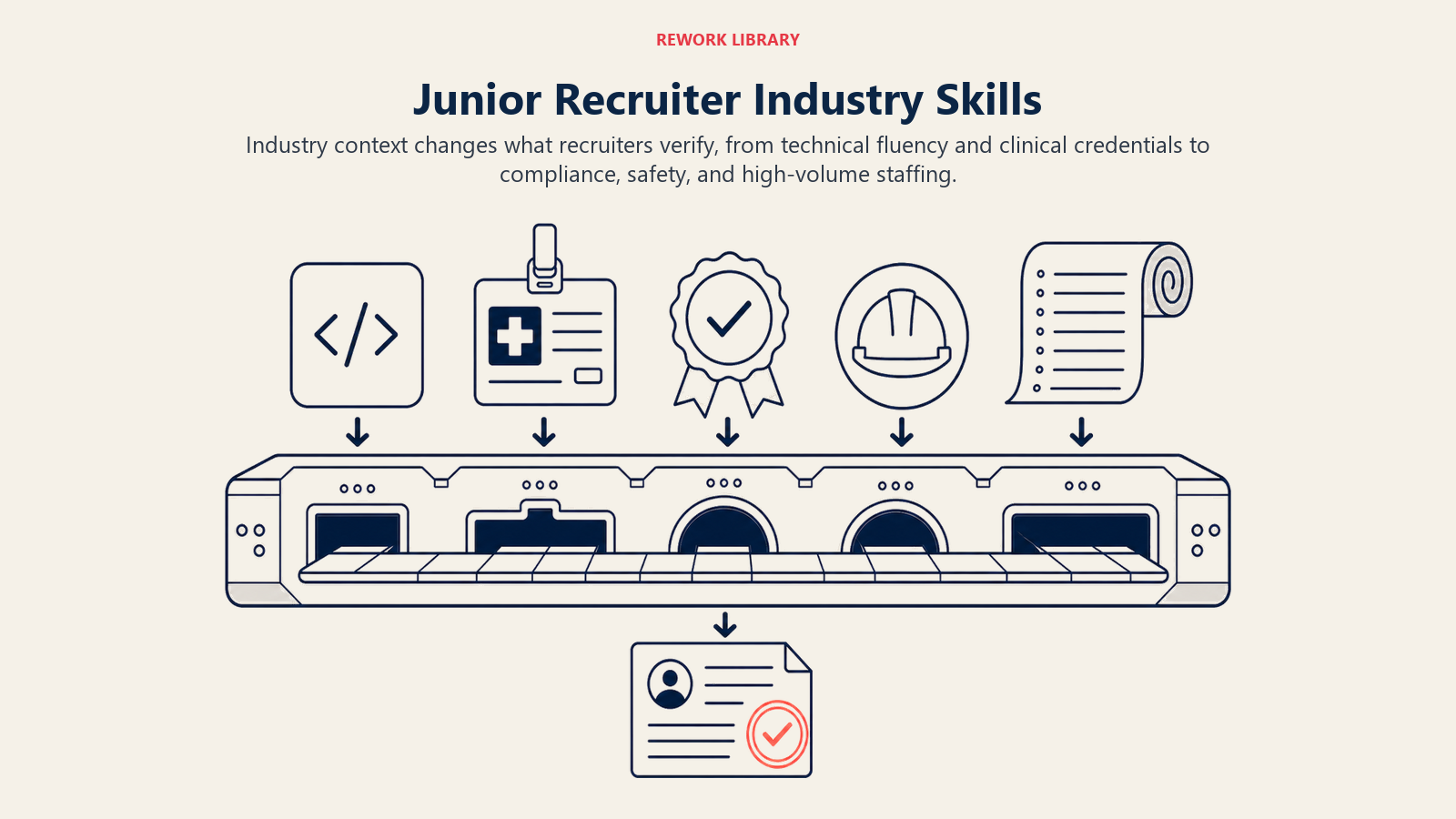 Junior recruiter industry skills shown by an adaptive credential scanner