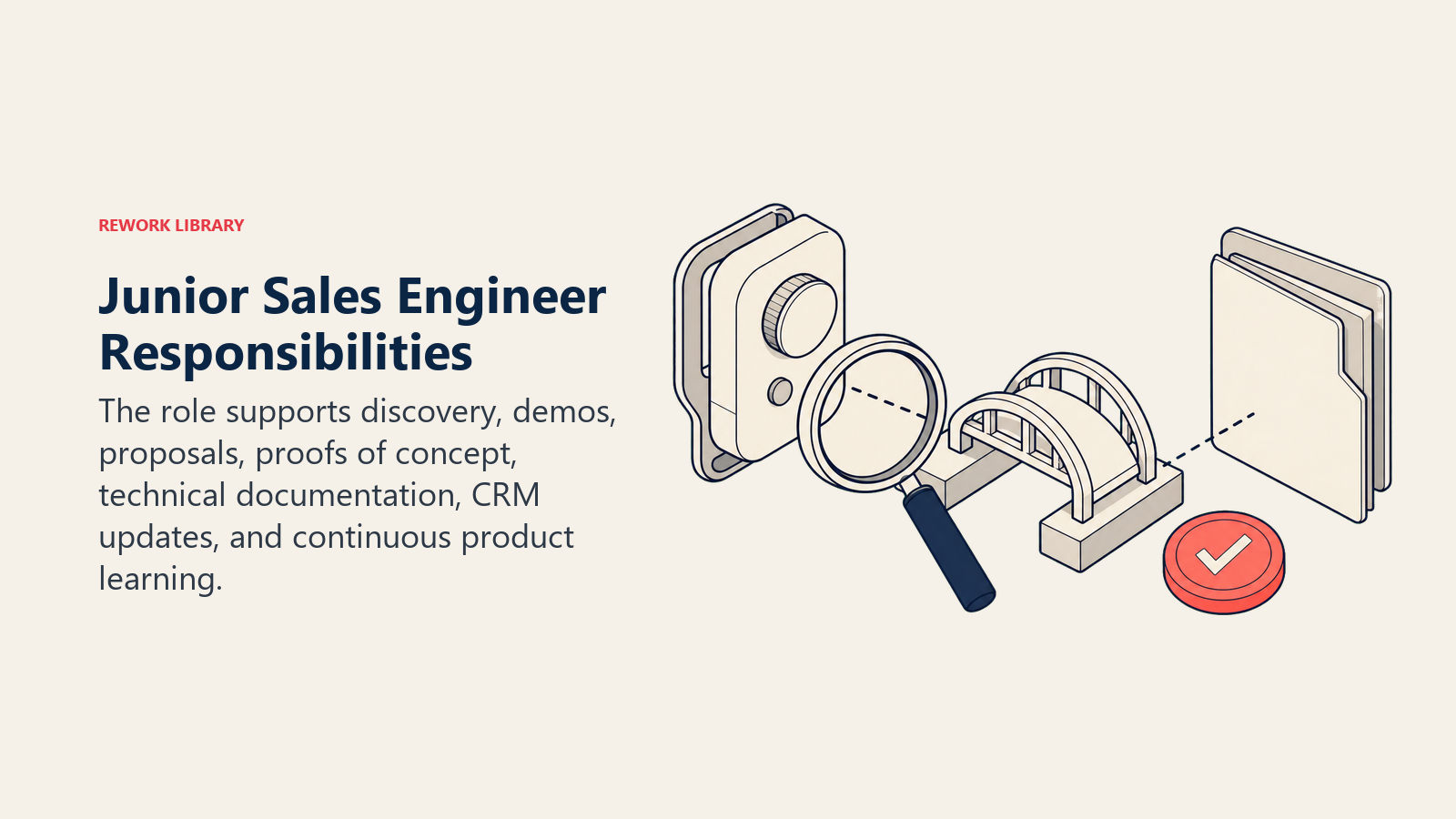 Junior Sales Engineer Responsibilities illustrated with solution demo workbench