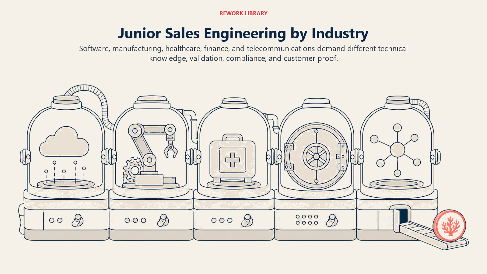 Junior Sales Engineering by Industry illustrated with five technical validation chambers