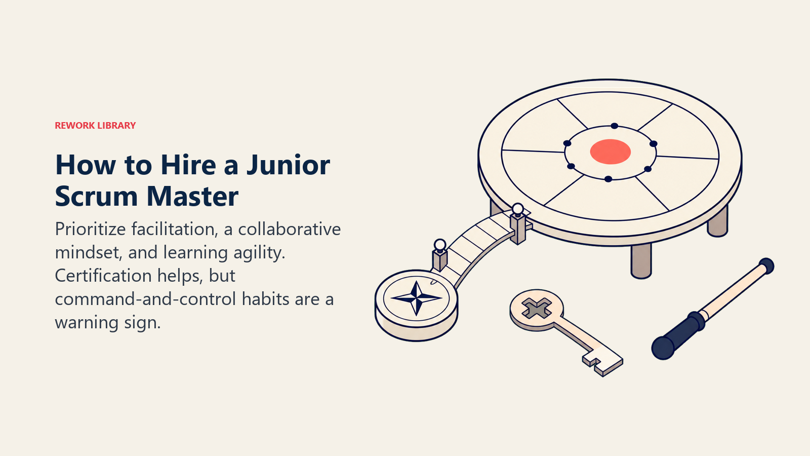 How to hire a Junior Scrum Master shown through facilitation, mentoring, and blocker-removal hiring signals
