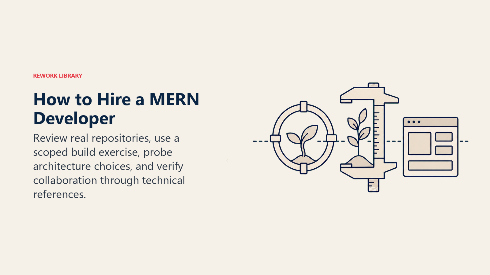 Hiring a MERN Developer shown as a repository seed growing through testing into a complete application