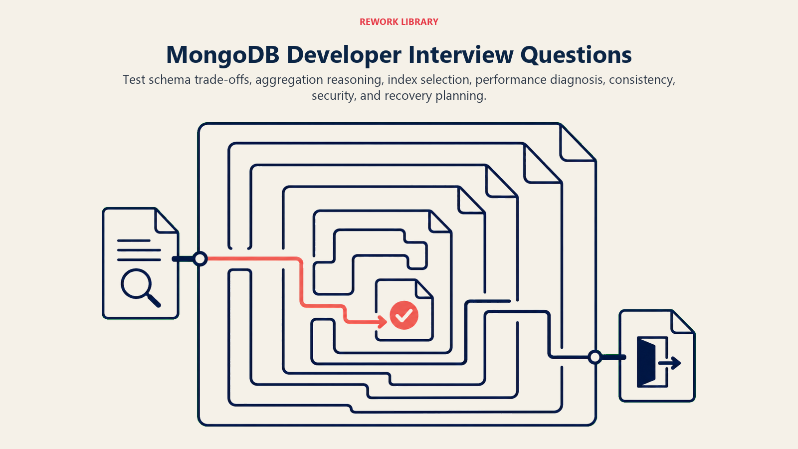 MongoDB Developer Interview Questions illustrated with query maze