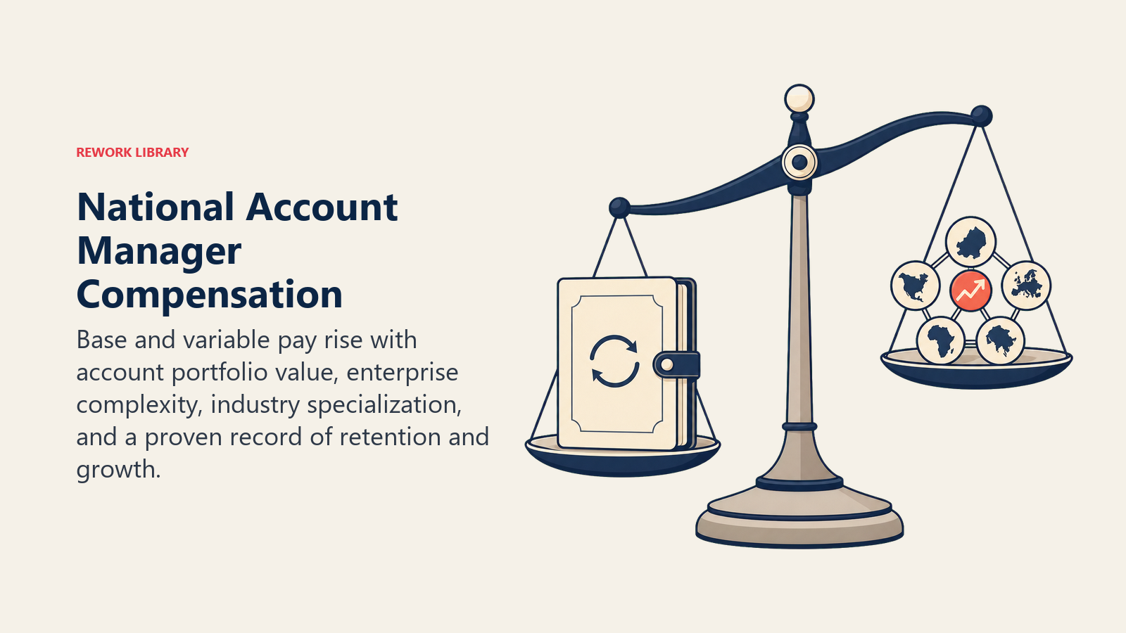 National Account Manager compensation shown as a contract and national account portfolio balanced by growth performance
