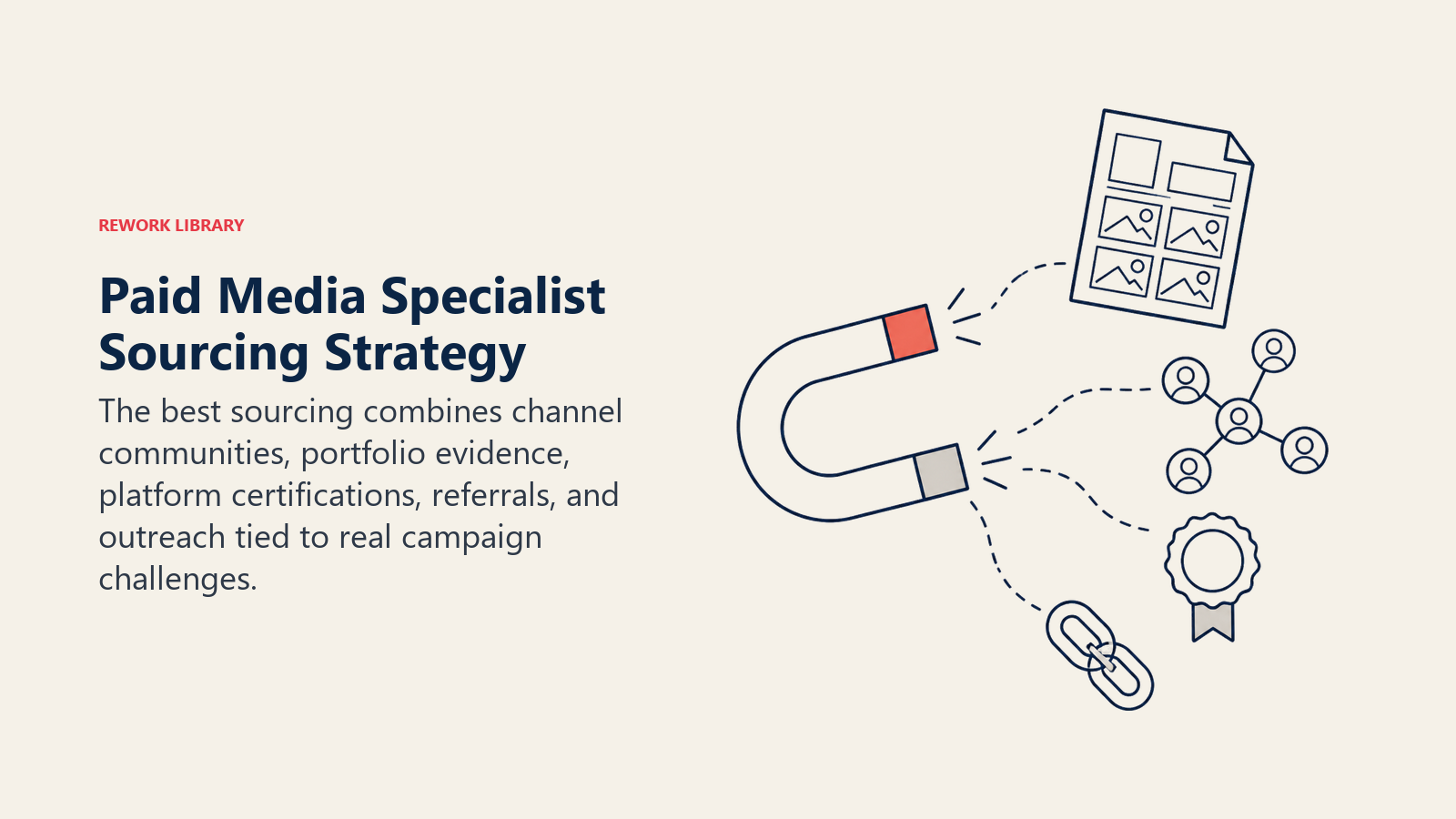 Paid Media Specialist Sourcing Strategy illustrated with talent magnet