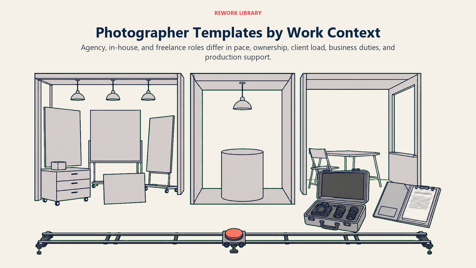 Photographer job templates by agency, in-house, and freelance work contexts