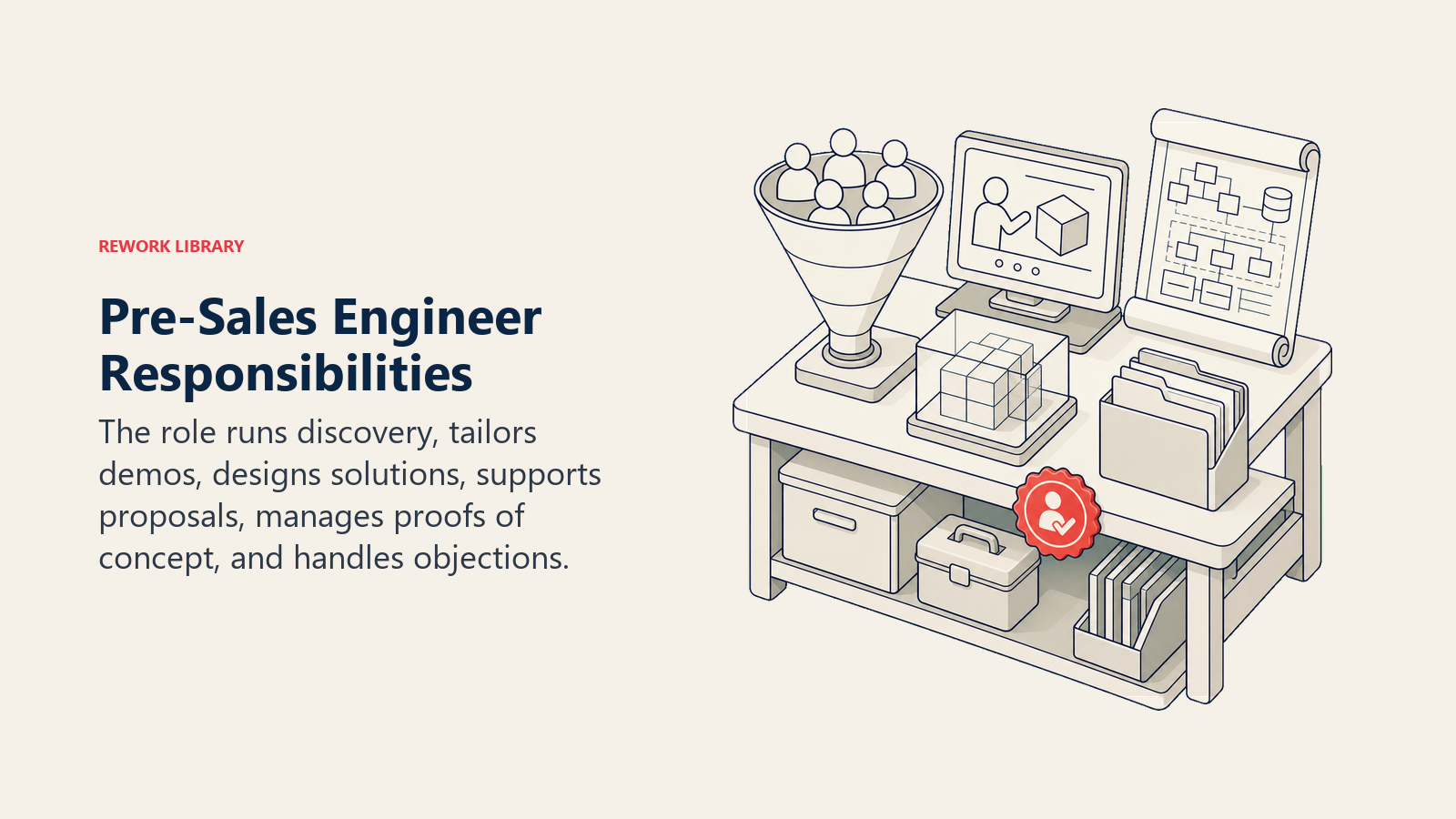 Pre-Sales Engineer Responsibilities illustrated with technical sales artifact workbench