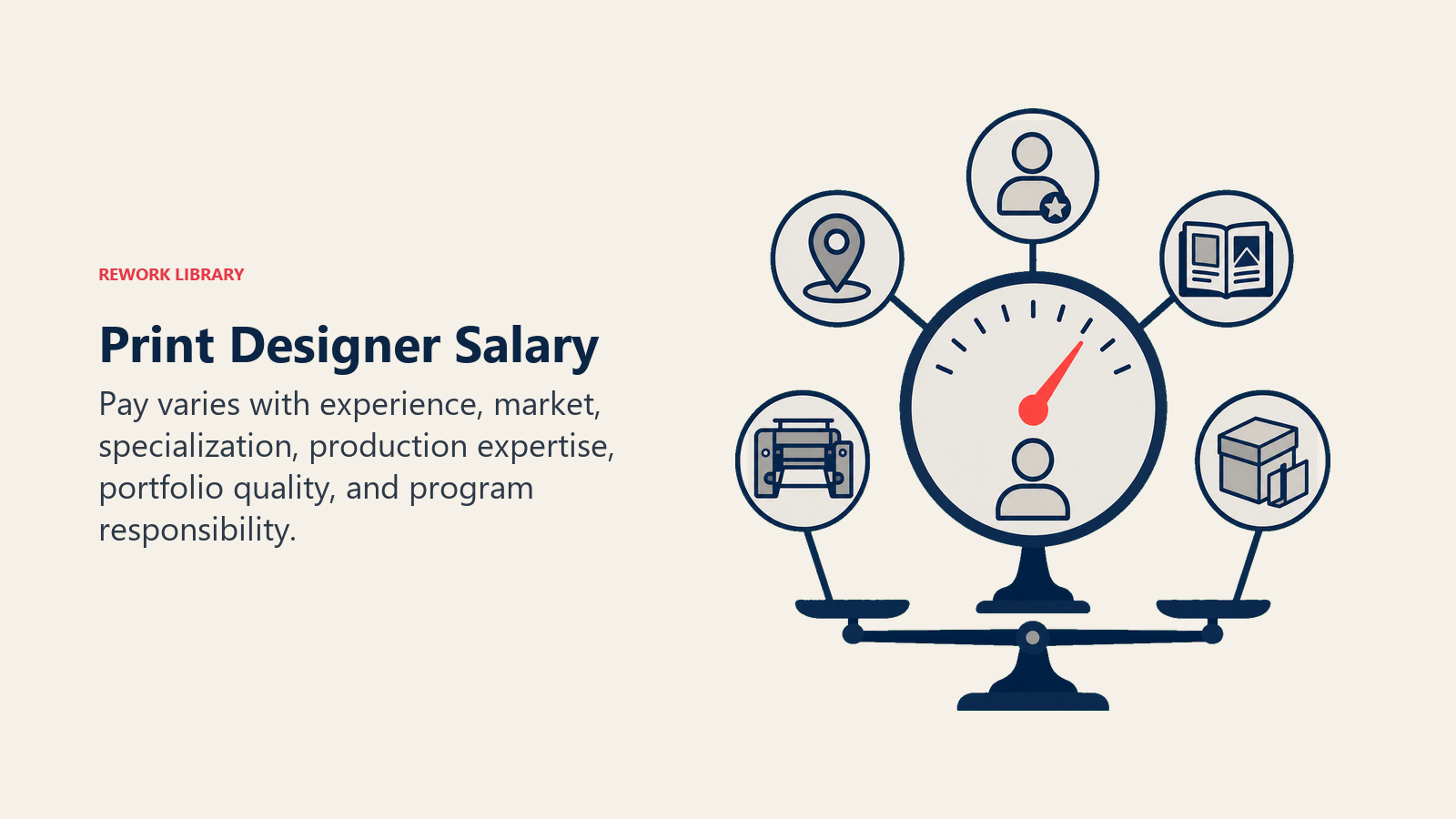 Print Designer Salary illustrated with a Rework editorial print designer salary visual.