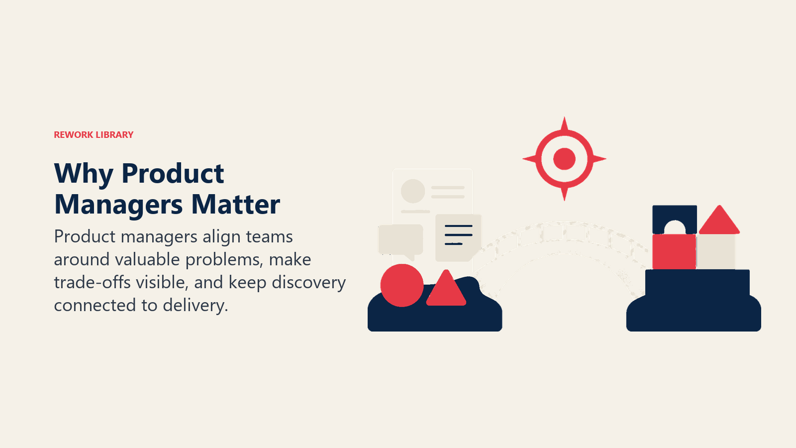 Why Product Managers Matter illustrated with discovery-to-delivery bridge