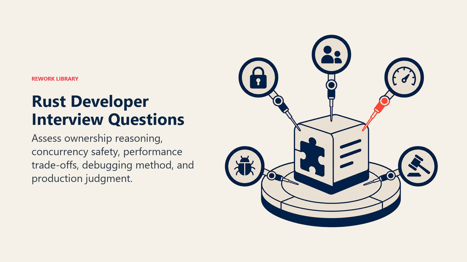 Rust Developer interview questions visual testing ownership, concurrency, performance, debugging, and production judgment