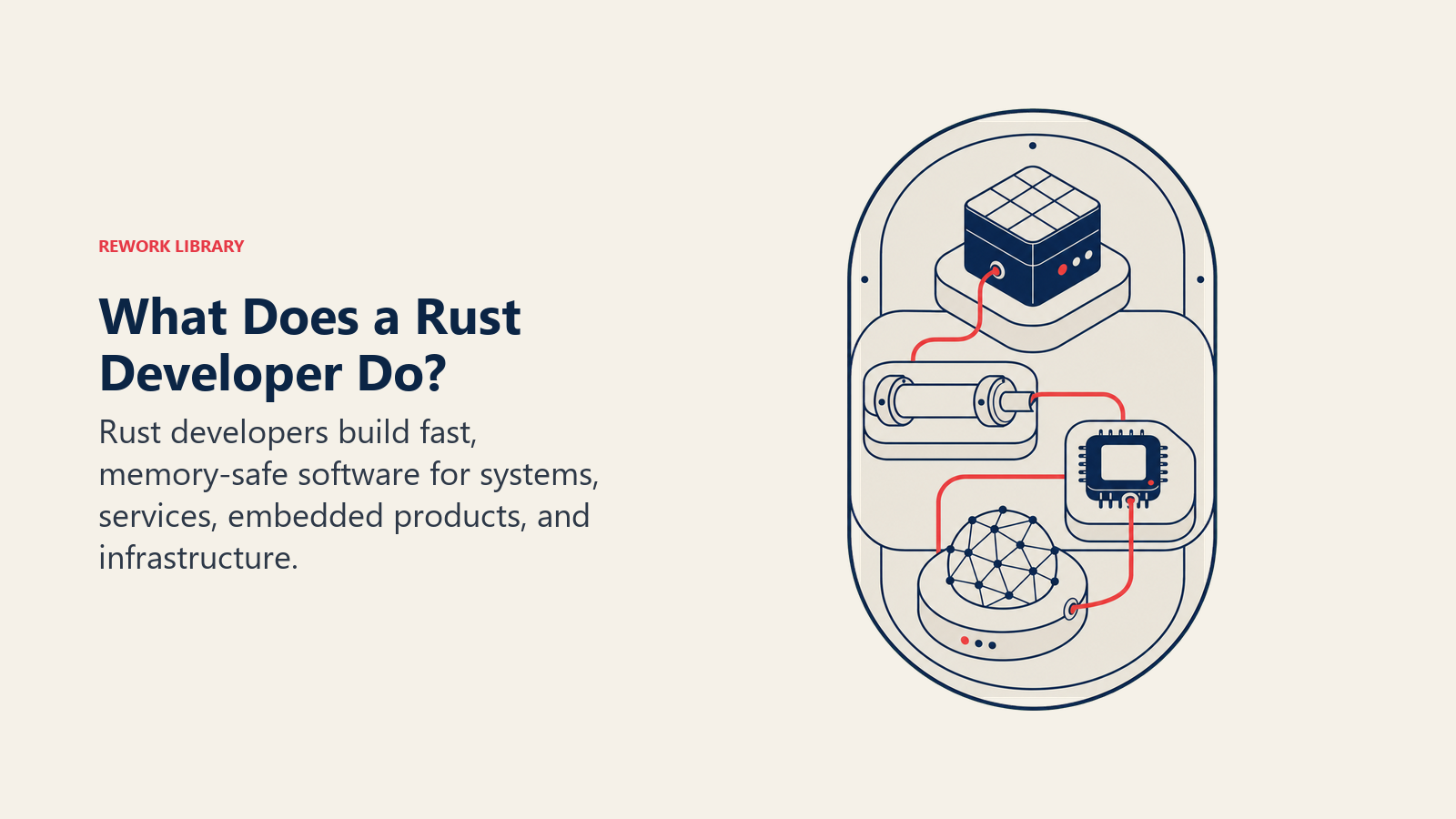 What a Rust Developer does visual connecting systems, services, embedded products, and infrastructure