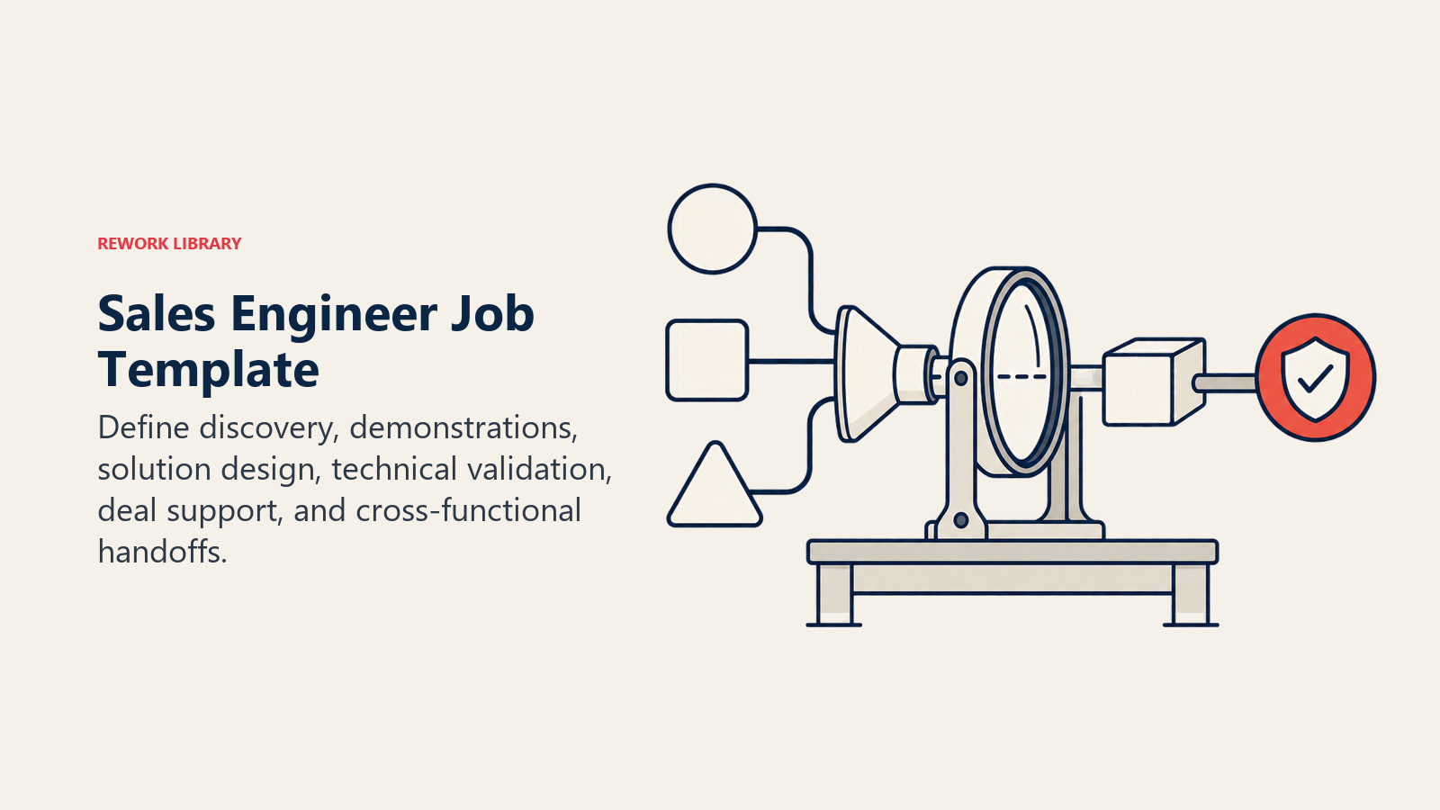 Sales Engineer Job Template illustrated with solution assembly bench