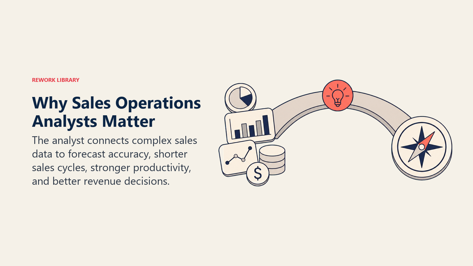 Why Sales Operations Analysts Matter illustrated with bridge from raw data to revenue decision