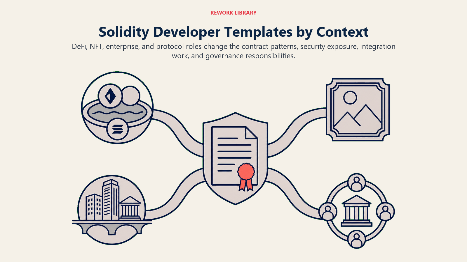 Solidity Developer Templates by Context illustrated with contract hub