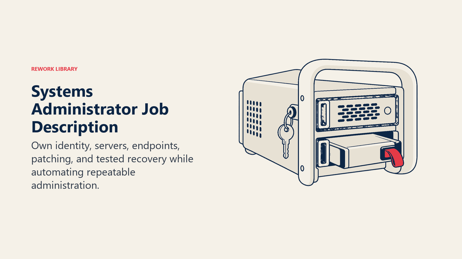 Penerangan Jawatan Systems Administrator digambarkan sebagai kandang pelayan yang boleh dipulihkan
