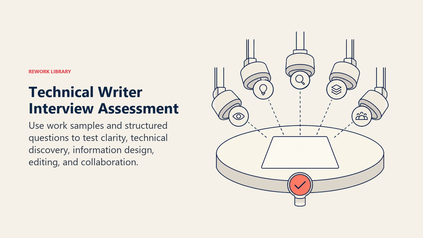 Technical Writer interview assessment shown as an editorial test bench