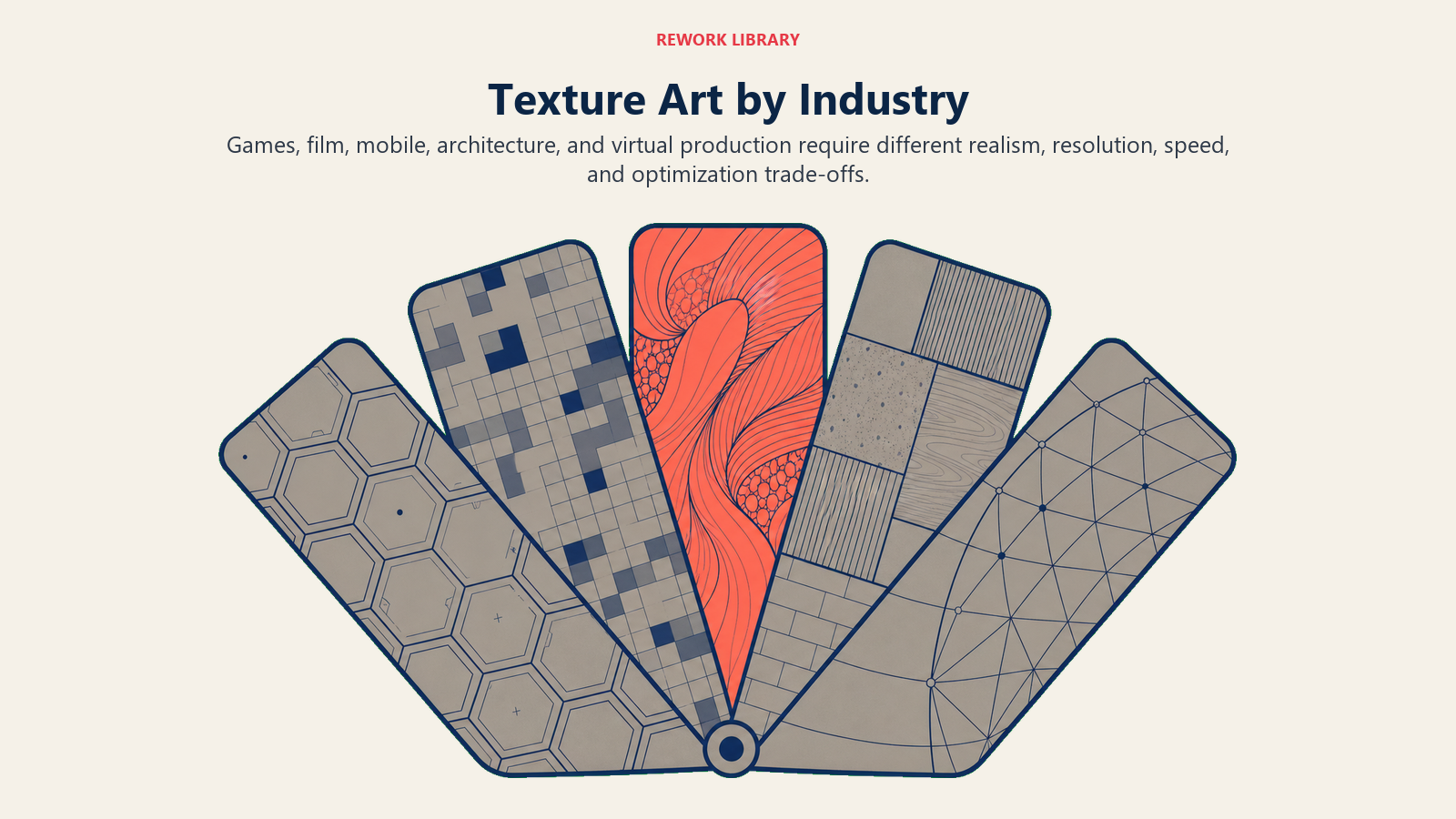 Texture Art by Industry shown as material swatch through output lenses