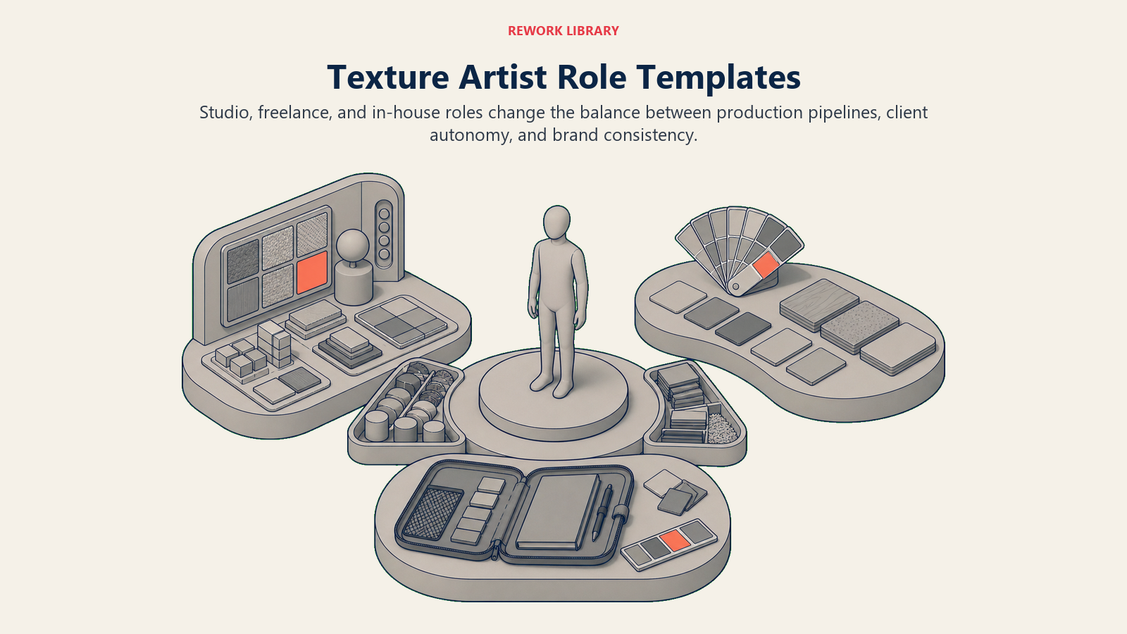 Texture Artist Role Templates shown as three workstations around one model