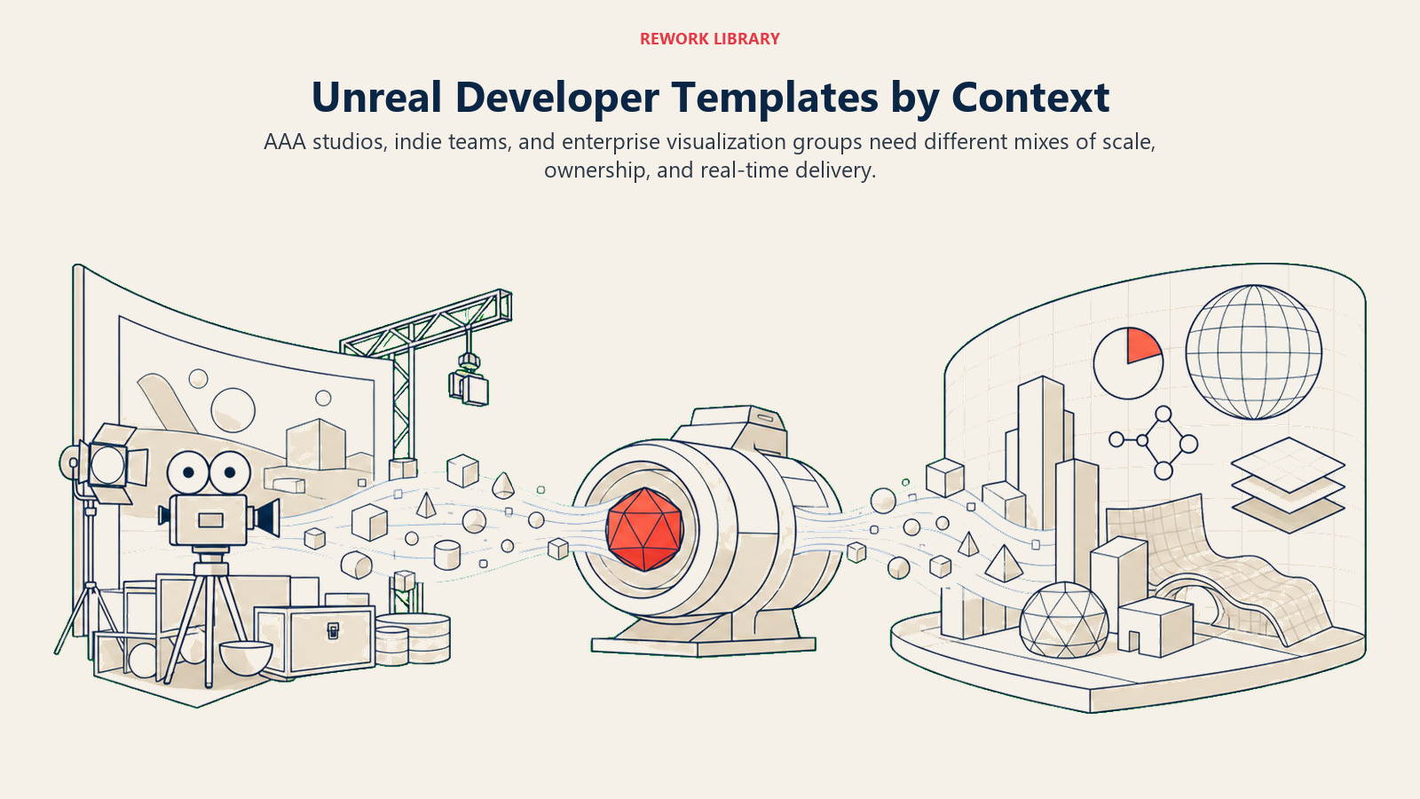 Unreal Engine developer templates compared across AAA indie and enterprise visualization contexts